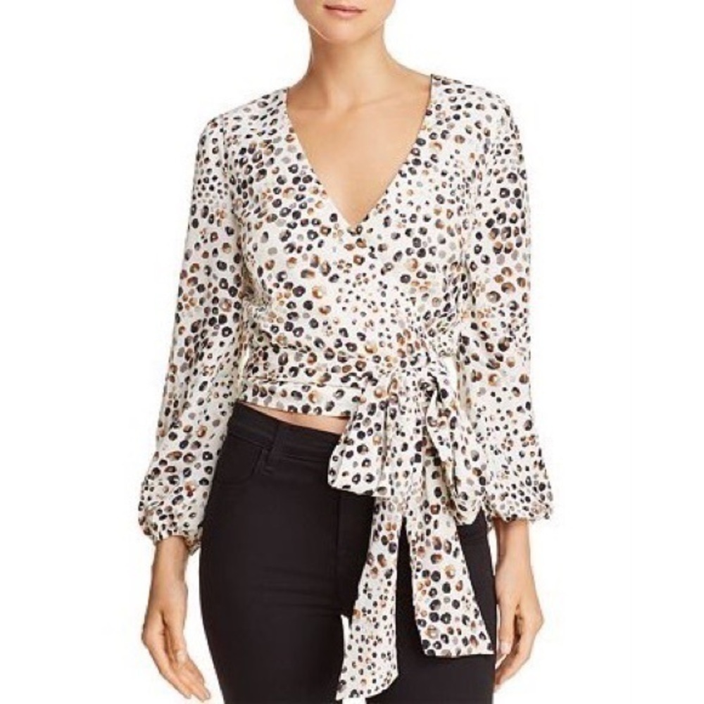 JOA • Leopard Print Wrap Blouse